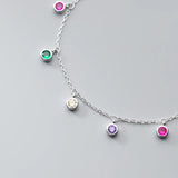 Colorful Zircon Round Bead Charm Bracelet for Women Girls Wedding