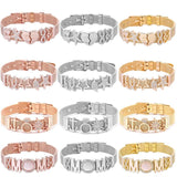 MOM Slide Charm Bracelet Stainless Steel Mesh Bangles Silver/Rose