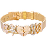 MOM Slide Charm Bracelet Stainless Steel Mesh Bangles Silver/Rose