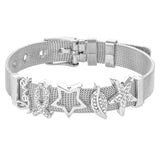 MOM Slide Charm Bracelet Stainless Steel Mesh Bangles Silver/Rose