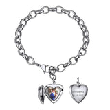 Personalized Stainless Steel Heart Locket Bracelet for Women Men