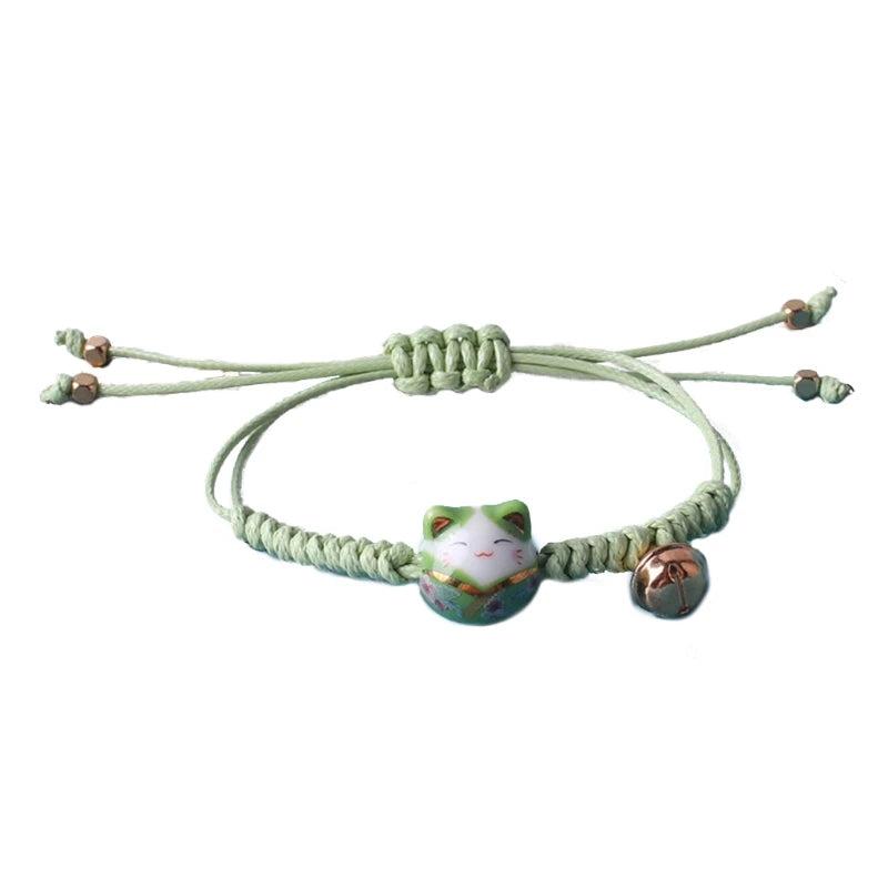 Lucky Fortune CAT Bracelet Red Braided Rope Adjustable