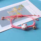 Lucky Fortune CAT Bracelet Red Braided Rope Adjustable