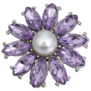 5pcs Snap Button Rhinestone Crystal Flower for 18MM Snap Bracelet