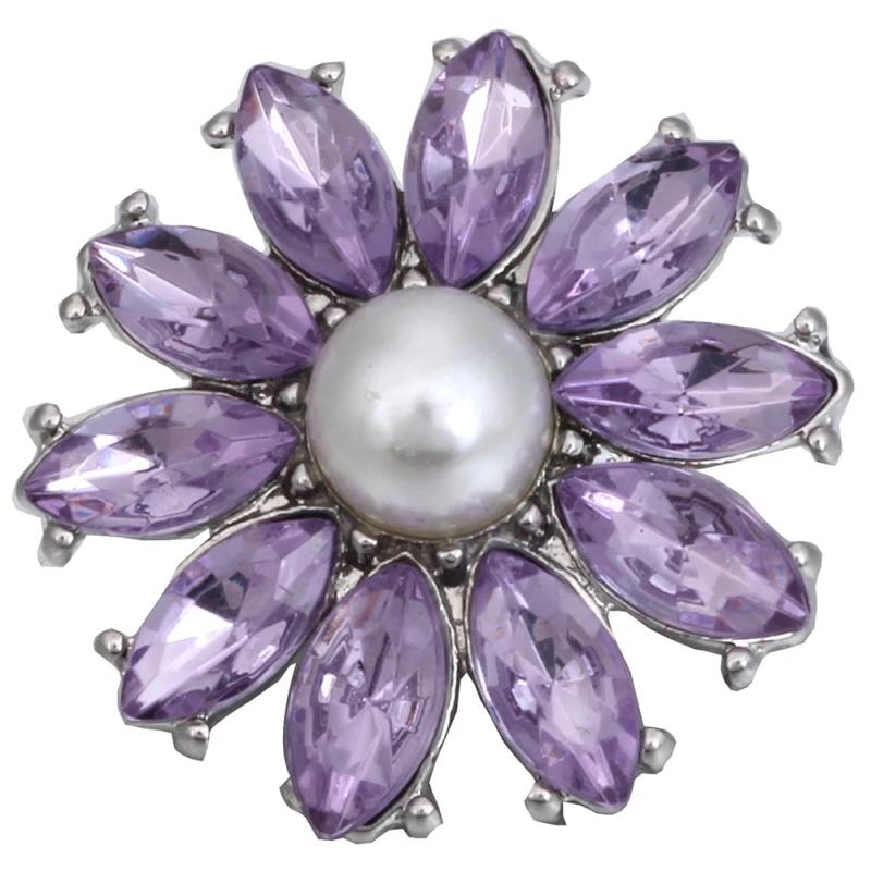 5pcs Snap Button Rhinestone Crystal Flower for 18MM Snap Bracelet
