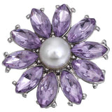 5pcs Snap Button Rhinestone Crystal Flower for 18MM Snap Bracelet
