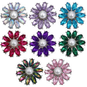 5pcs Snap Button Rhinestone Crystal Flower for 18MM Snap Bracelet