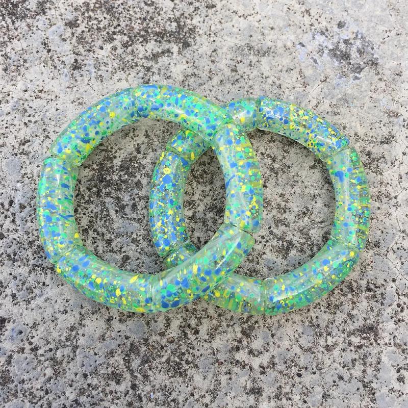 Bohemian Speckled Bamboo Bracelets Set Bangles Summer Jewelry