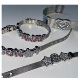 Y2K Love Heart Star Cross Bracelets Women Rhinestone Letters Jewelry