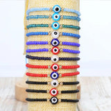 Adjustable Hand Woven Micro Glass Bead Copper Bead Bracelet