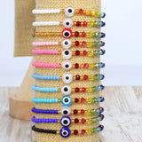 Adjustable Hand Woven Micro Glass Bead Copper Bead Bracelet