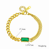 Square Green Crystal Charm Bracelet for Women