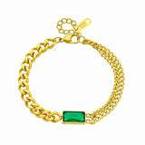 Square Green Crystal Charm Bracelet for Women