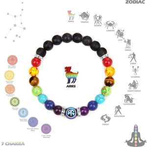 Meditation Reiki Healing 7 Chakra Bracelet 12 Constellation Zodiac Jewelry
