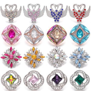 5pcs Rhinestone Flower 18mm Snap Buttons for Snap Bracelet Bangle
