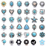 5Pcs Natural Stone Metal Snap 18MM Starfish Charm Snap Jewelry