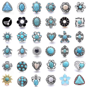 5Pcs Natural Stone Metal Snap 18MM Starfish Charm Snap Jewelry