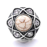 5Pcs Natural Stone Metal Snap 18MM Starfish Charm Snap Jewelry