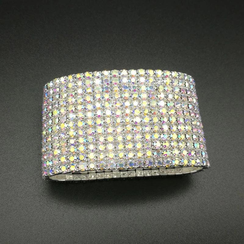 Rhinestone Crystal Wedding Bracelet Silver Plated Stone Bangle