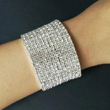 Rhinestone Crystal Wedding Bracelet Silver Plated Stone Bangle