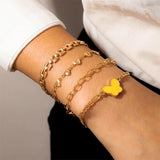 Boho Crystal Crescent Stone Bangle Set for Women Multilayer Bracelets