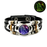 12 Constellation Bracelet Glass Gem Photo Leather Zodiac Sign Bracelet