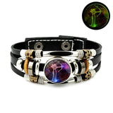 12 Constellation Bracelet Glass Gem Photo Leather Zodiac Sign Bracelet