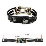 12 Constellation Bracelet Glass Gem Photo Leather Zodiac Sign Bracelet