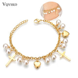 Women's Heart Charms Bracelet Bohemia Stainless Steel Link Chain