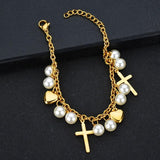 Women's Heart Charms Bracelet Bohemia Stainless Steel Link Chain