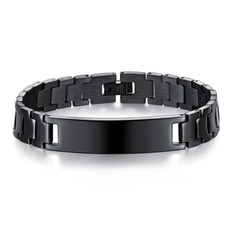 Men's Stainless Steel Bracelet Glossy DIY Lettering Jewelry