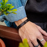 Men's Stainless Steel Bracelet Glossy DIY Lettering Jewelry