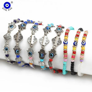 Adjustable Bead Bracelet Alloy Fatima Hand Evil Eye Bracelet