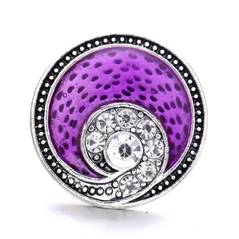5pcs/lot Rhinestone Crystal Purple 18mm Snap Buttons DIY Charms