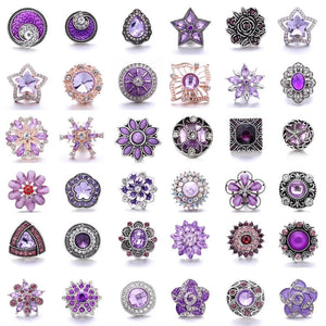 5pcs/lot Rhinestone Crystal Purple 18mm Snap Buttons DIY Charms