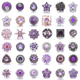 5pcs/lot Rhinestone Crystal Purple 18mm Snap Buttons DIY Charms