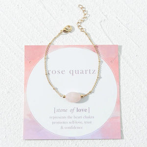 Dainty Chain Pink Quartz Stone Bracelet Boho Jewelry