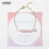 Dainty Chain Pink Quartz Stone Bracelet Boho Jewelry