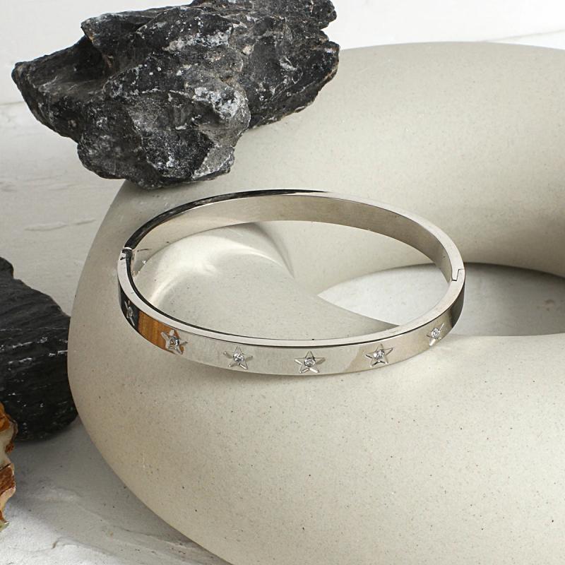 Stainless Steel Plated Star Square Crystal Bracelet