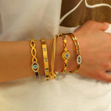 Stainless Steel Plated Star Square Crystal Bracelet