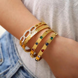 Stainless Steel Plated Star Square Crystal Bracelet