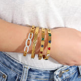 Stainless Steel Plated Star Square Crystal Bracelet