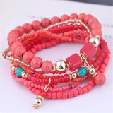Boho Acrylic Beads Bracelets Women Multicolor Elastic Rope