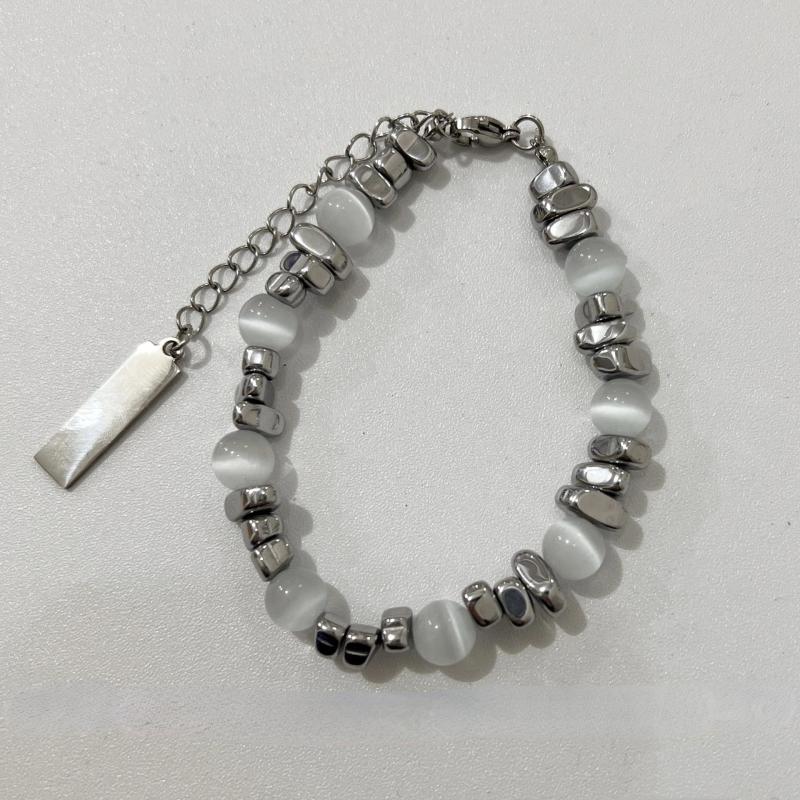 Punk Rock Opal Metal Beads Bracelet Irregular Stone Minimalist Hand Jewelry