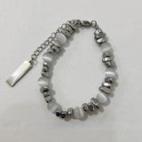 Punk Rock Opal Metal Beads Bracelet Irregular Stone Minimalist Hand Jewelry