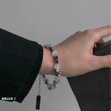 Punk Rock Opal Metal Beads Bracelet Irregular Stone Minimalist Hand Jewelry