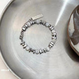 Punk Rock Opal Metal Beads Bracelet Irregular Stone Minimalist Hand Jewelry