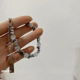 Punk Rock Opal Metal Beads Bracelet Irregular Stone Minimalist Hand Jewelry