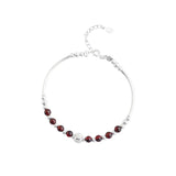 Vintage Garnet Round Bead Charm Bracelets Bangle For Women Girls Valentines Gift