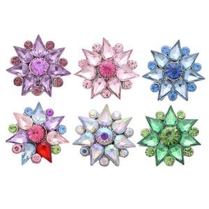 5pc/lot Mix Rhinestone Metal Flower Snap Buttons for Snap Bracelet Bangle